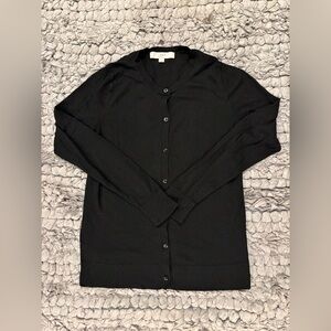 LOFT Black Knit Cardigan Crew Neck Sweater